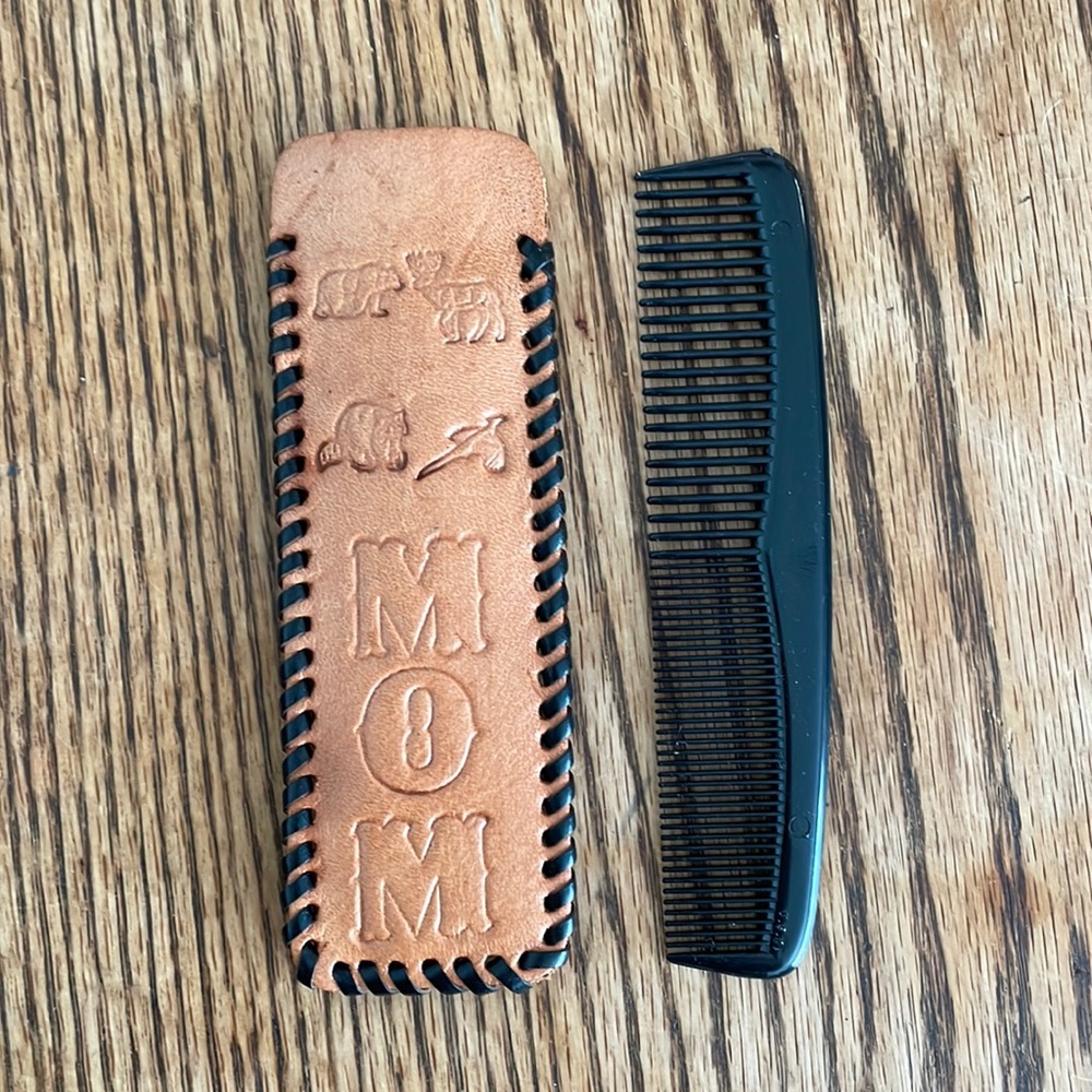 Handmade Leather Mom Comb Holder
